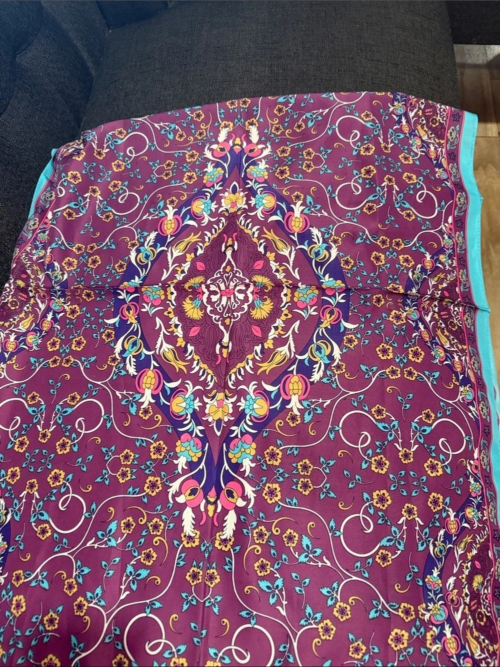 Bursa Paisley Scarf in Purple & Turquoise
